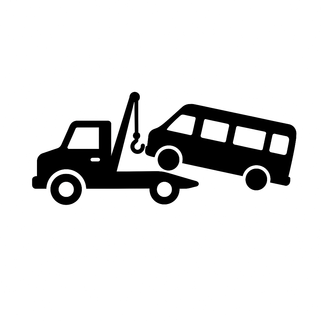 Ikona przedstawiająca holowanie busa – usługa firmy Ski Trans Pomoc Drogowa Słupsk