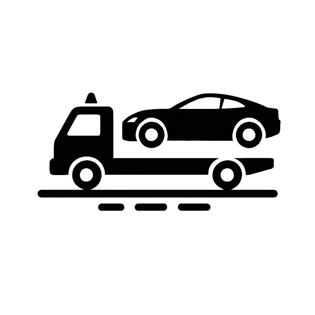 Ikona przedstawiająca transport luksusowego auta na lawecie – usługa firmy Ski Trans Pomoc Drogowa Słupsk