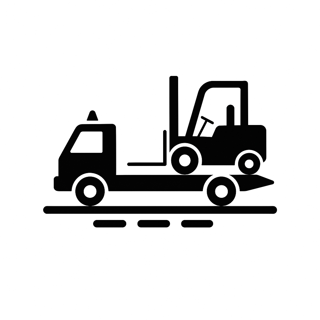 Ikona przedstawiająca transport wózka widłowego na lawecie – usługa firmy Ski Trans Pomoc Drogowa Słupsk